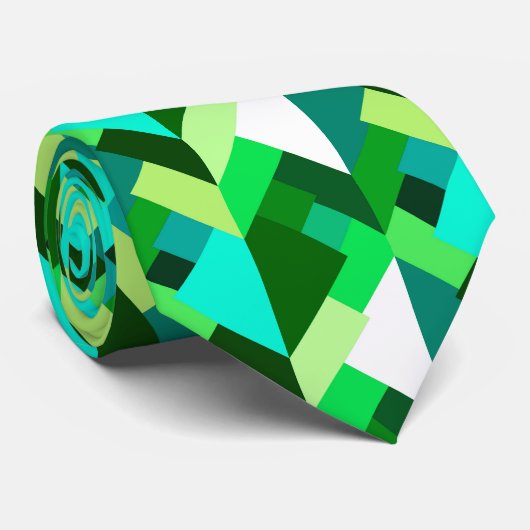 Modern Abstract Triangles, Emerald Green and Aqua ネクタイ (ロール)