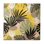 Modern Abstract Tropical Leaves & Polka Dots タイル (正面)