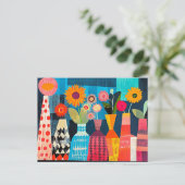 Modern Abstract Vase of Flowers ポストカード (スタンド正面)