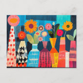 Modern Abstract Vase of Flowers ポストカード (正面)