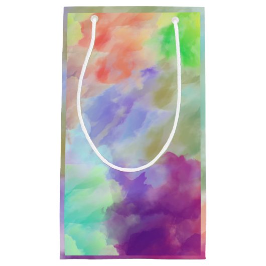 Modern Abstract Watercolor Clouds Colorful Pastel スモールペーパーバッグ (正面)