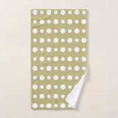 Modern Abstract White Polka Dots on Beige バスタオルセット (ハンドタオル)