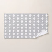 Modern Abstract White Polka Dots on Silver Gray バスタオルセット (ハンドタオル)