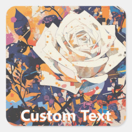 Modern Abstract White Rose Custom スクエアシール