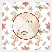 Modern Abstract Woman Beauty Face Logo  スクエアシール (正面)