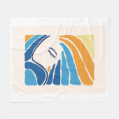 Modern Abstract Woman Face Fleece Blanket  フリースブランケット (正面(横))