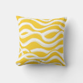 Modern Abstract Yellow Wavy Brushstroke Pattern  クッション (正面)