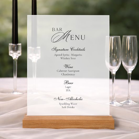 Modern Acrylic Bar Menu Wedding Sign アクリルサイン