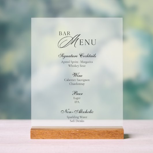 Modern Acrylic Bar Menu Wedding Sign アクリルサイン (ニュートラル)
