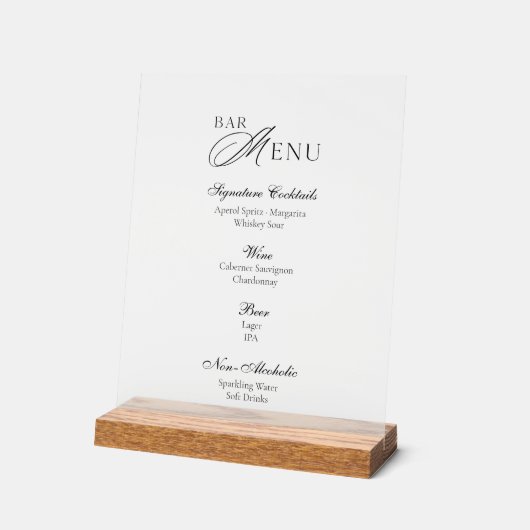 Modern Acrylic Bar Menu Wedding Sign アクリルサイン (傾斜)