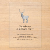 Modern Acrylic Reindeer Christmas Party アクリル招待状 (正面)