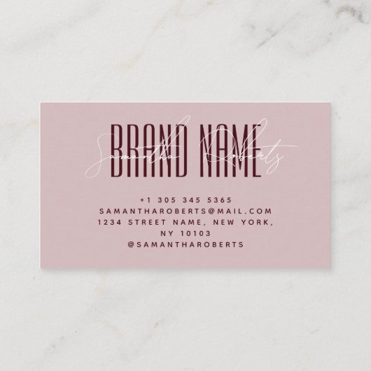 Modern add brand name elegant pink red 名刺 (裏面)