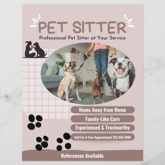 Modern Add Dog Photo Pet Sitter Flyer チラシ (正面)