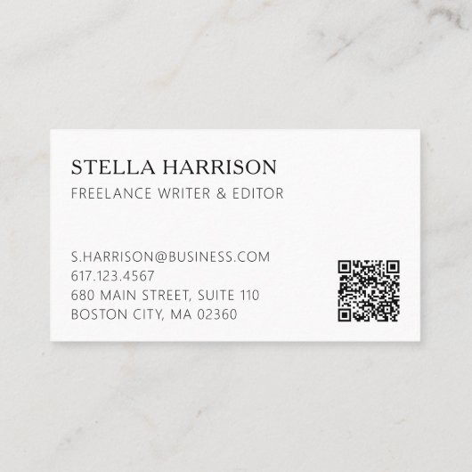 Modern Add Your Logo QR Code Professional 名刺 (裏面)