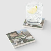 Modern Add Your Photo Collage ストーンコースター (横)