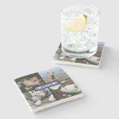 Modern Add Your Photo Collage Purple ストーンコースター (横)