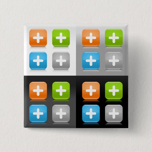 Modern Addition Math Symbol Shiny Glassy Icons 缶バッジ (正面)