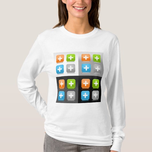 Modern Addition Math Symbol Shiny Glassy Icons Tシャツ (正面)
