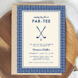 Modern Adult Golf Birthday Party Any Age Blue 招待状