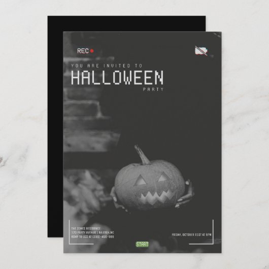 Modern Adult Halloween Party Invitation 招待状 (正面/裏面)