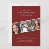  Modern  adult photo collage  birthday party 招待状 (正面)