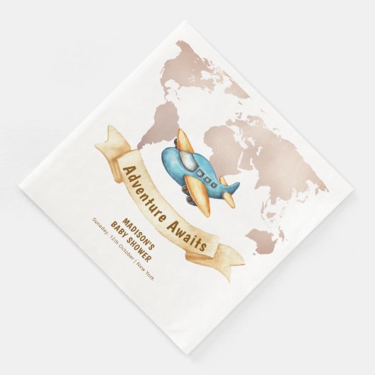 Modern Adventure World Map Airplane Baby Shower  (コーナー)