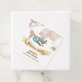 Modern Adventure World Map Airplane Baby Shower  フェイバータグ (インサイチュ)