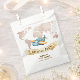 Modern Adventure World Map Airplane Baby Shower フェイバーバッグ