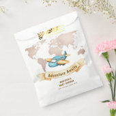 Modern Adventure World Map Airplane Baby Shower フェイバーバッグ (封をした状態)