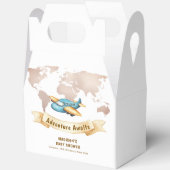Modern Adventure World Map Airplane Baby Shower  フェイバーボックス (見開き)