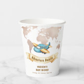 Modern Adventure World Map Airplane Baby Shower  紙コップ (裏面)
