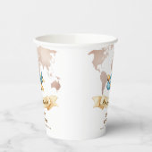 Modern Adventure World Map Airplane Baby Shower  紙コップ (左)