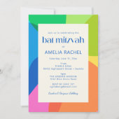 Modern Aesthetic Bat Mitzvah Colorful Geometric 招待状 (正面)