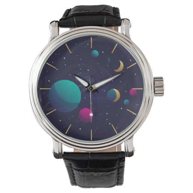Modern Aesthetic Nebula Space Art Wrist Watch 腕時計 (正面)