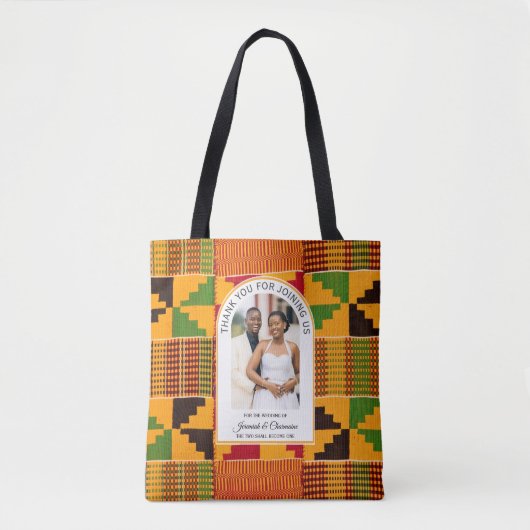 Modern African Ghana Kente WEDDING Guest Favor トートバッグ (正面)