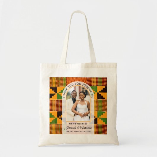 Modern African Ghana Kente WEDDING Guest Favor トートバッグ (正面)