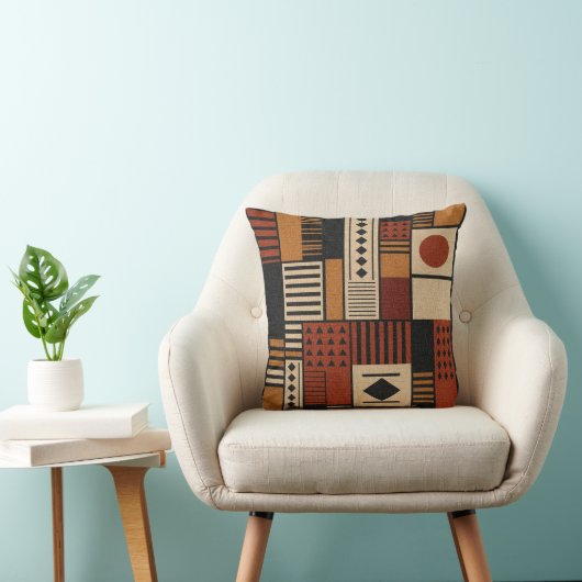 Modern African Mudcloth Sherpa Blanket Decor クッション (椅子)