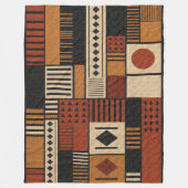 Modern African Mudcloth Sherpa Blanket Decor フリースブランケット (正面)