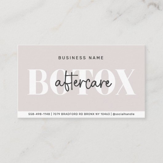 Modern Aftercare Botox Instructions  Business Card 名刺 (正面)