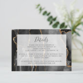 Modern Agate Frame Black Gold Wedding Details エンクロージャーカード (スタンド正面)