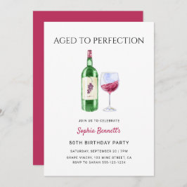 Modern Aged To Perfection Wine Birthday Party 招待状
