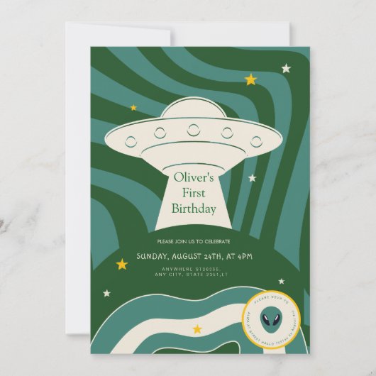 Modern alien 1st birthday  招待状 (正面)