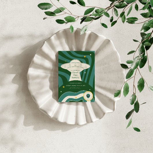 Modern alien 1st birthday  招待状