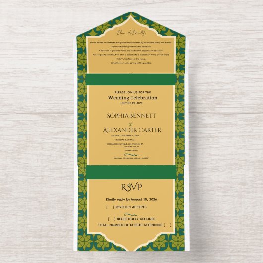 Modern All-in-One Wedding Invite オールインワン招待状 (内側)