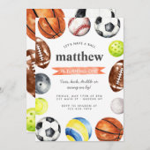 Modern All Star Sports Balls Team Kid Boy Birthday 招待状 (正面/裏面)