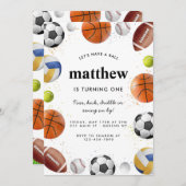 Modern All Star Sports Balls Team Kid Boy Birthday 招待状 (正面/裏面)