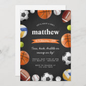 Modern All Star Sports Balls Team Kid Boy Birthday 招待状 (正面/裏面)