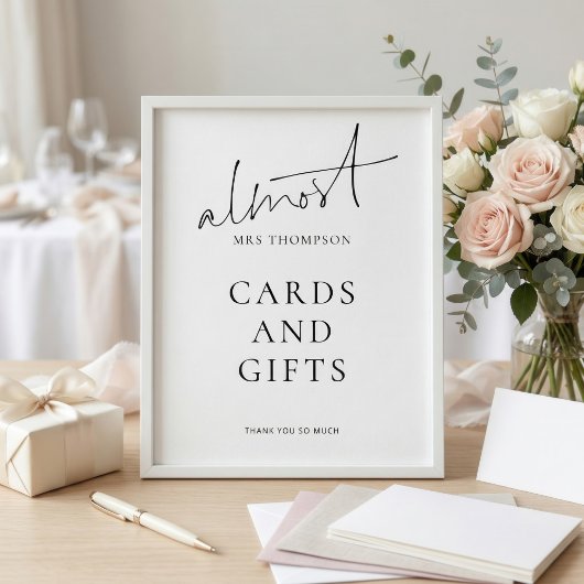 Modern Almost Mrs Cards Gifts Sign Bridal Shower ポスター