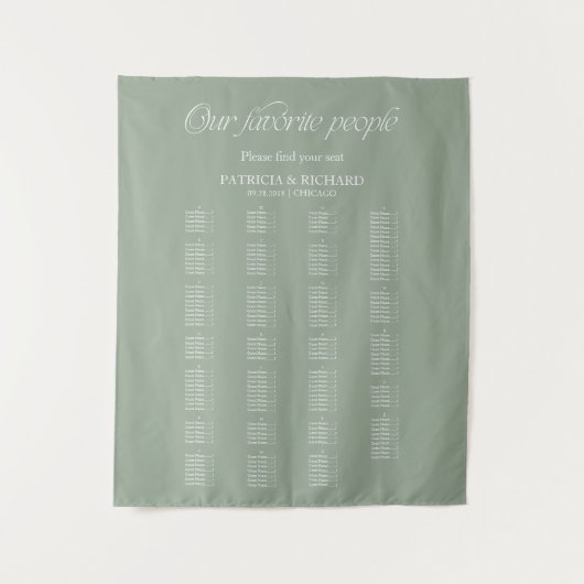 Modern Alphabetical Wedding Seating Chart タペストリー (正面)