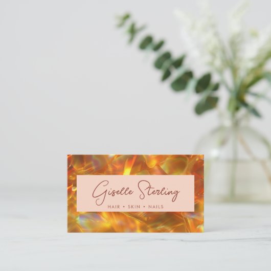 Modern Amber Opal QR Code 名刺 (スタンド正面)